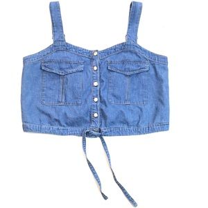 Free People Palm Desert Denim Tank Top Size Medium New Without Tags